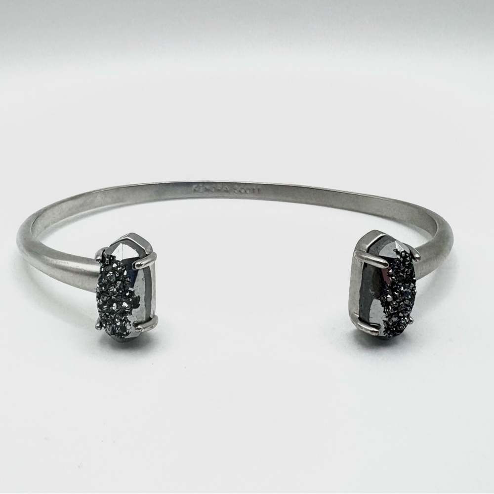 Kendra Scott Edie Platinum Drusy & Rhodium Plated Cuff Bangle Bracelet
